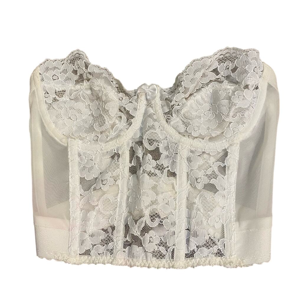 Vintage Y2K Victoria's Secret white Lace bra corset Bustier 36C boudoir bride